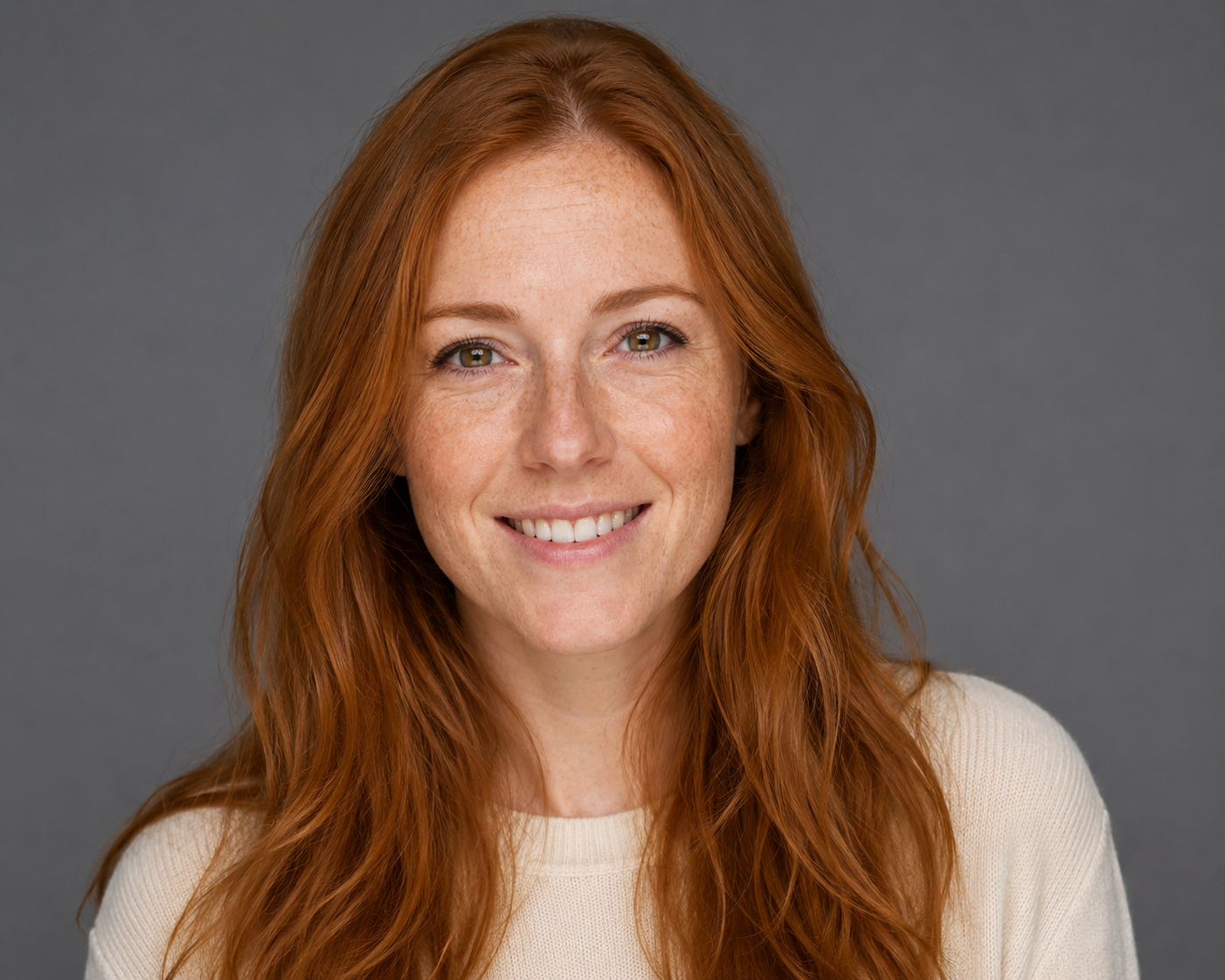 Character example portrait with red hair and freckles