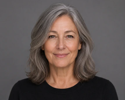 Character example portrait of an older woman with gray hair
